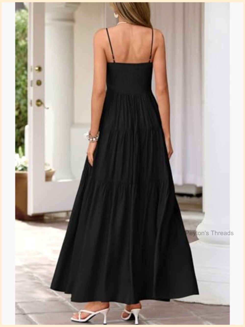 Sleeveless Spaghetti Strap Smocked Maxi Dress Ruffle Tiered Sundress - Picture 3 of 7